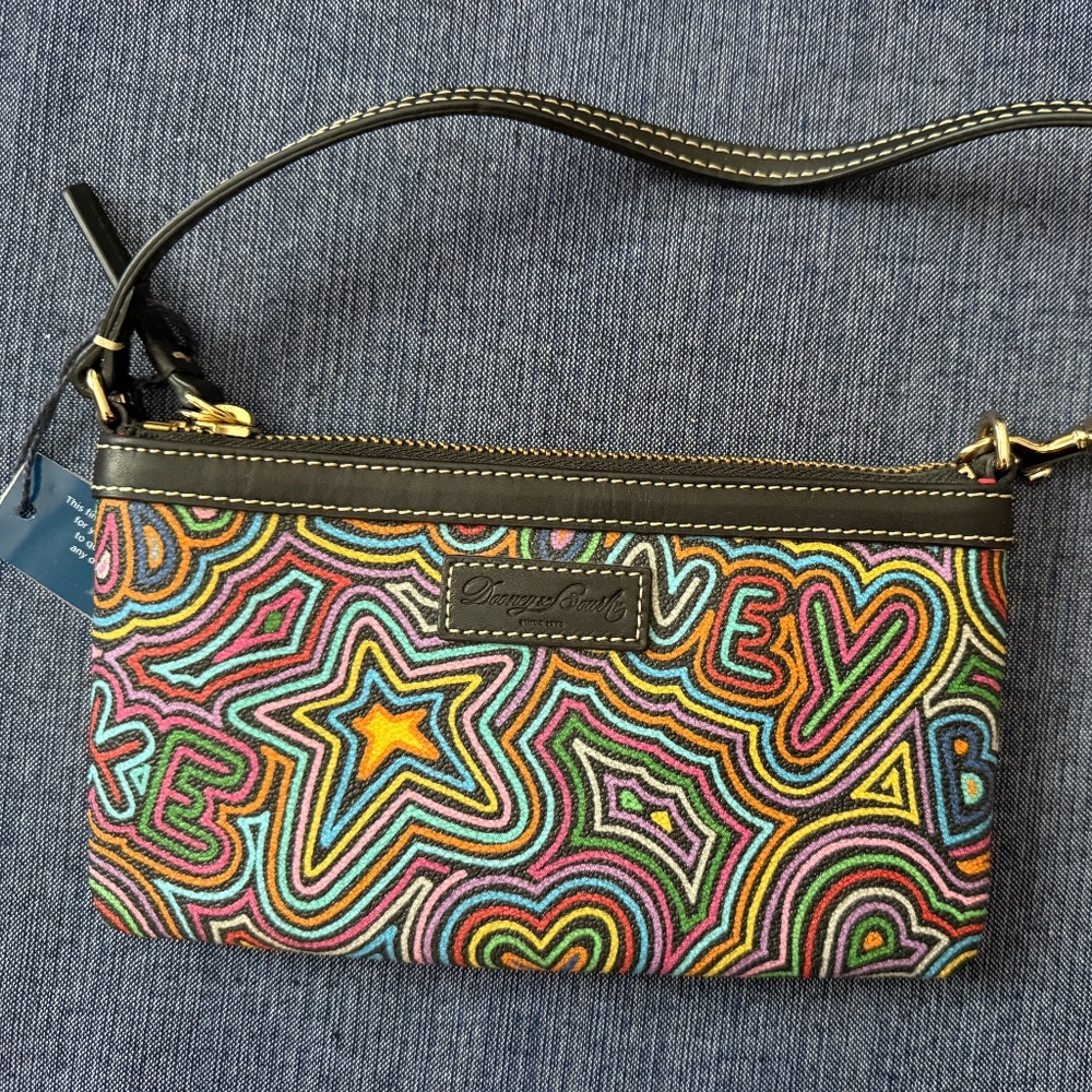 NWT Dooney & Bourke black large slim wristlet